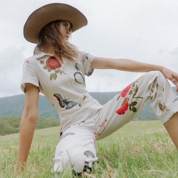 LENNI the Label Xeno Jumpsuit Romper - Beige Medium US 6 - Picture 5 of 8